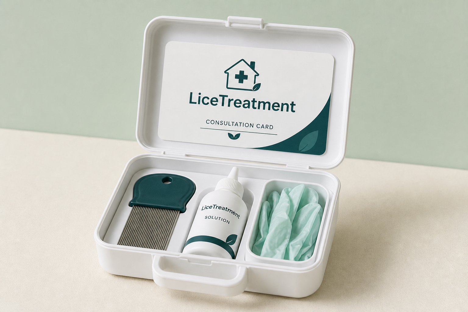 Organized lice combing supplies ready for a home check