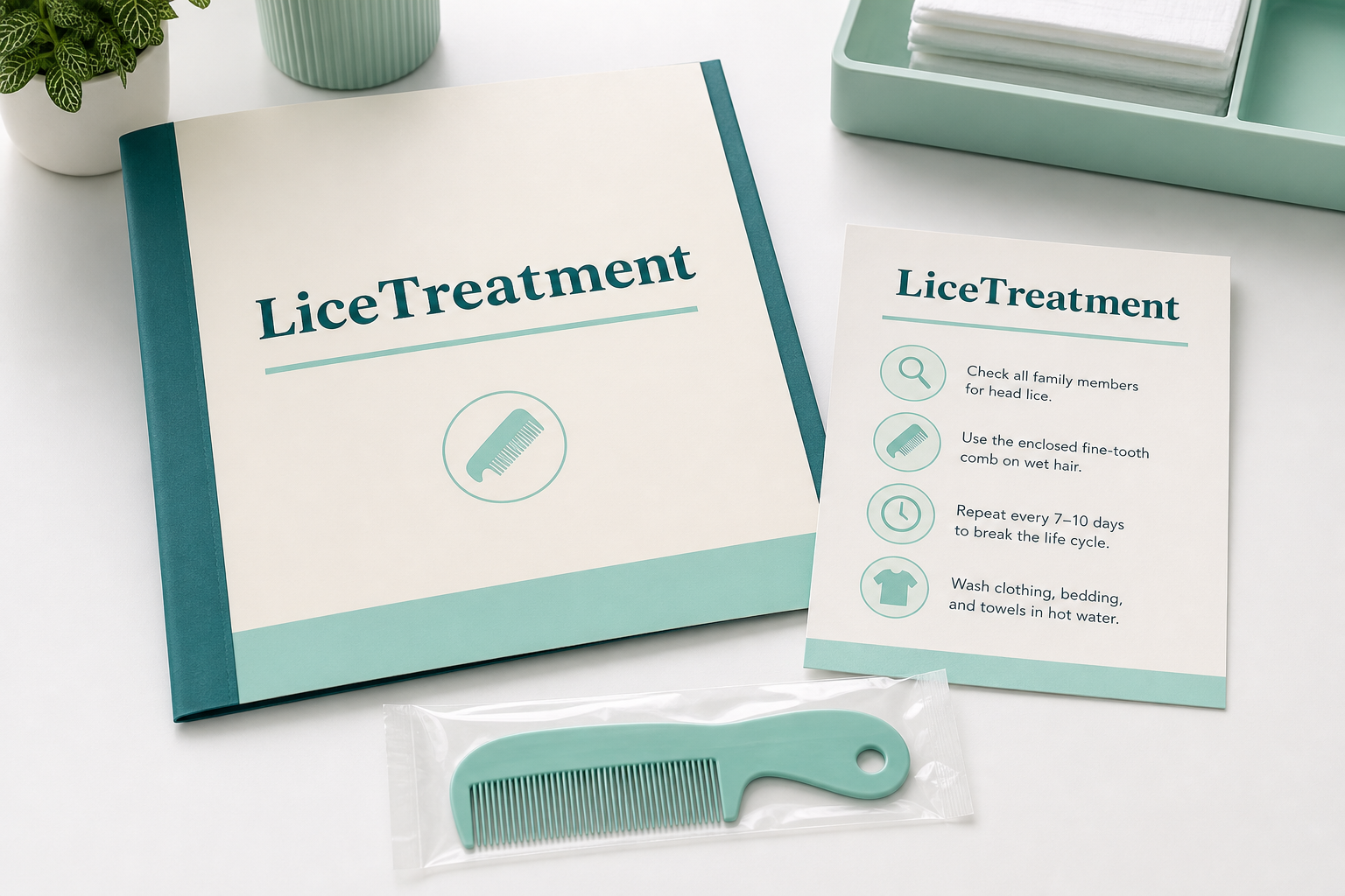 A school desk concept photography for LiceTreatment